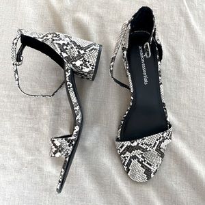 Snakeskin Block Heels with Ankle Strap